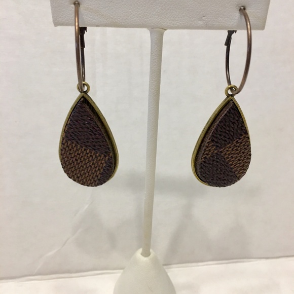 Tear Dangle Upcycled Leather Earrings Inspired - Picture 2 of 6